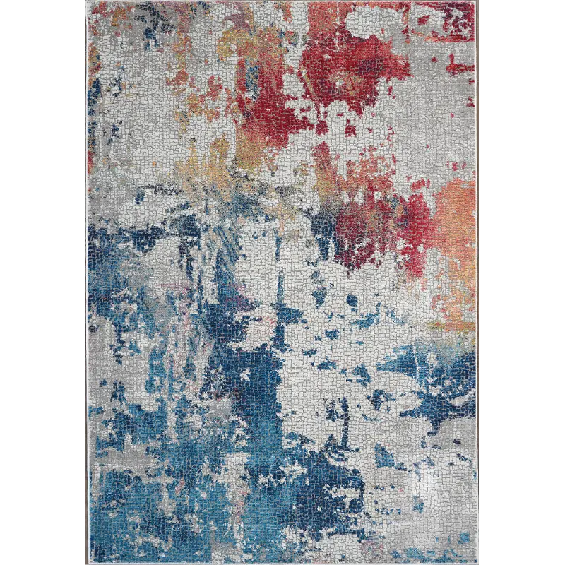Ankara Global 8 x 10 Artistic Navy, Red, and Gray Area Rug
