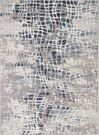 8 x 10 Large Ivory and Blue Area Rug - Urban Decor
