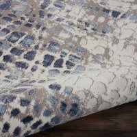 8 x 10 Large Ivory and Blue Area Rug - Urban Decor-2