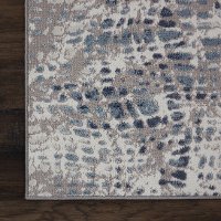 8 x 10 Large Ivory and Blue Area Rug - Urban Decor-3
