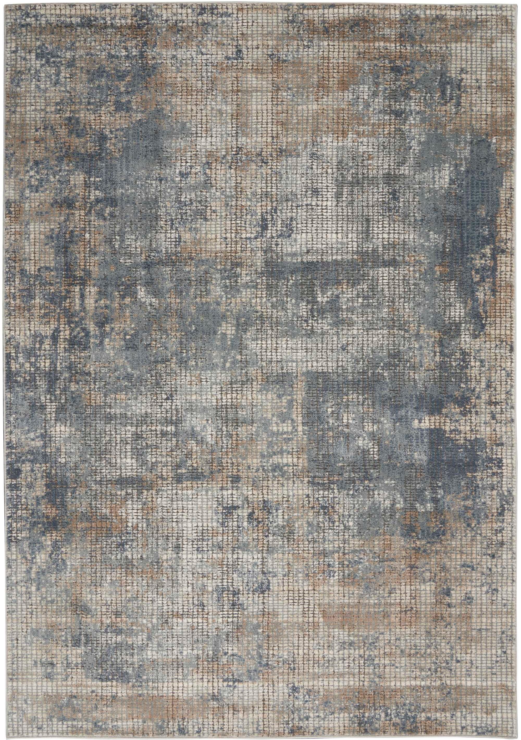 QUA02 5 x 7 Medium Blue and Beige Area Rug - Quarry-1