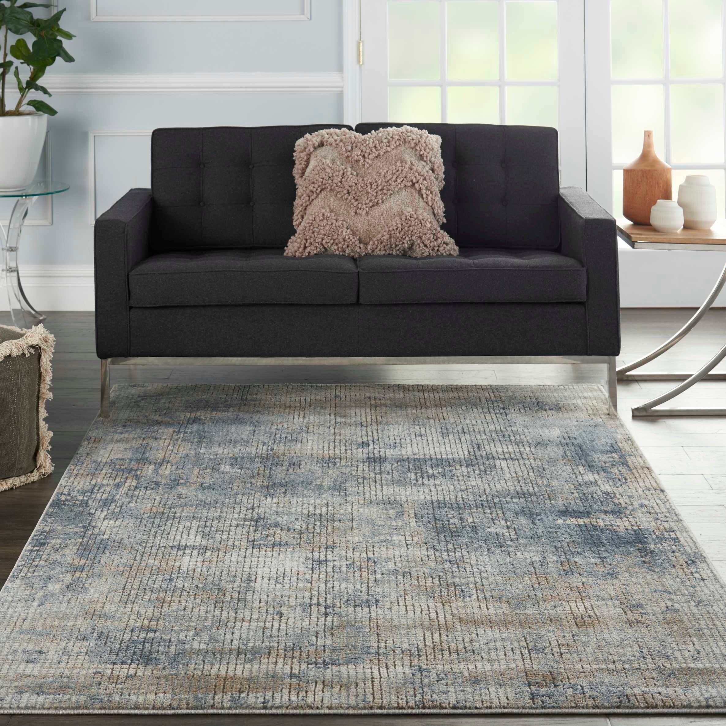 QUA02 5 x 7 Medium Blue and Beige Area Rug - Quarry-4