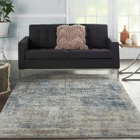 5 x 7 Medium Blue and Beige Area Rug - Quarry-4
