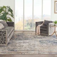 QUA02 8 x 10 Large Blue and Beige Area Rug - Quarry-4