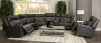Dark Gray Leather 6 Piece Triple Power Reclining Sectional - Dynasty-3