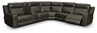 Dark Gray Leather 6 Piece Triple Power Reclining Sectional - Dynasty-4