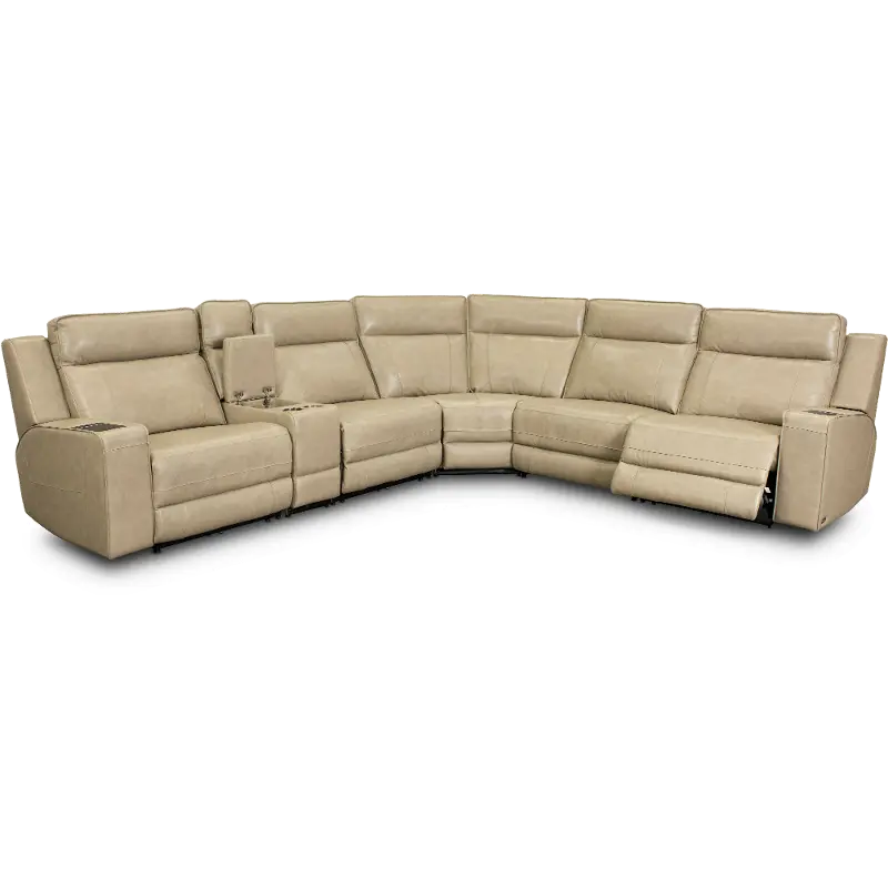 Dynasty 6-Piece Curved Reclining Leather Sectional
