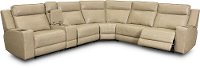 Stone Beige Leather 6 Piece Triple Power Reclining Sectional - Dynasty-1