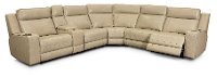 Stone Beige Leather 6 Piece Triple Power Reclining Sectional - Dynasty-2