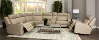 Stone Beige Leather 6 Piece Triple Power Reclining Sectional - Dynasty-3