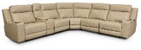Stone Beige Leather 6 Piece Triple Power Reclining Sectional - Dynasty-4
