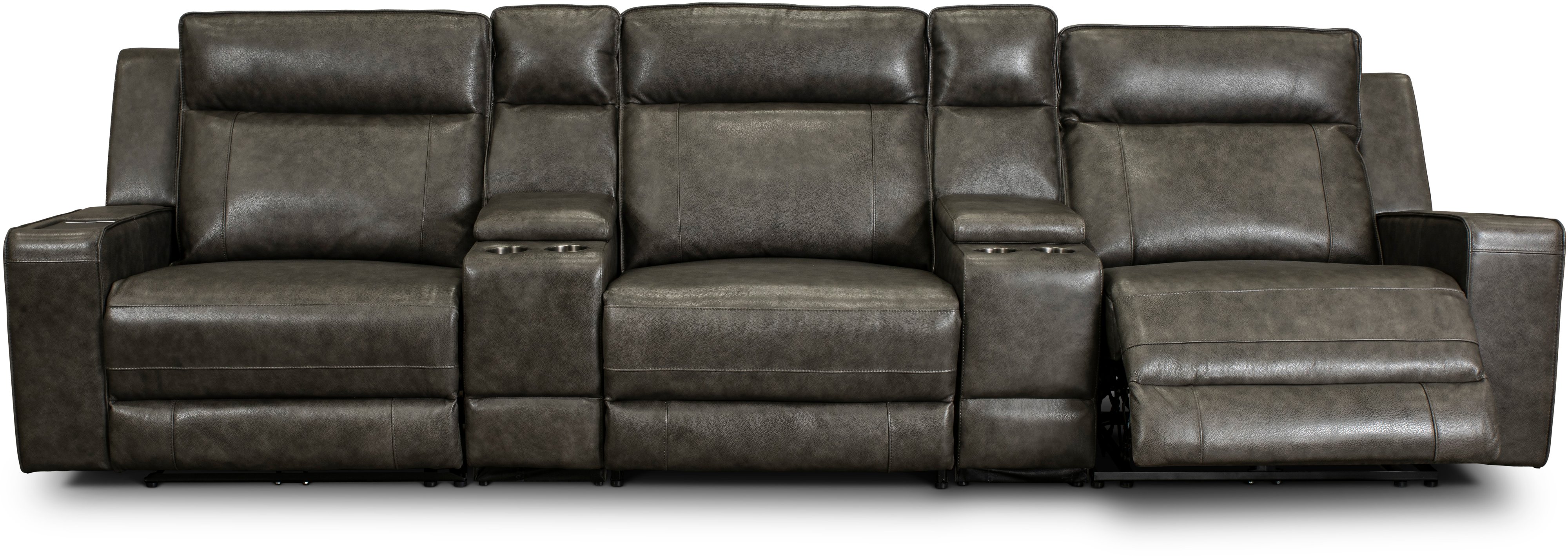Dynasty Dark Gray Leather 5 Piece Triple Power Home Theater Seating-3