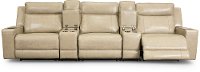 Stone Beige Leather 5 Piece Triple Power Home Theater Seating - Dynasty-2