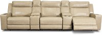Stone Beige Leather 5 Piece Triple Power Home Theater Seating - Dynasty-3