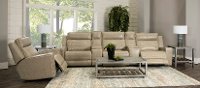Stone Beige Leather 5 Piece Triple Power Home Theater Seating - Dynasty-4