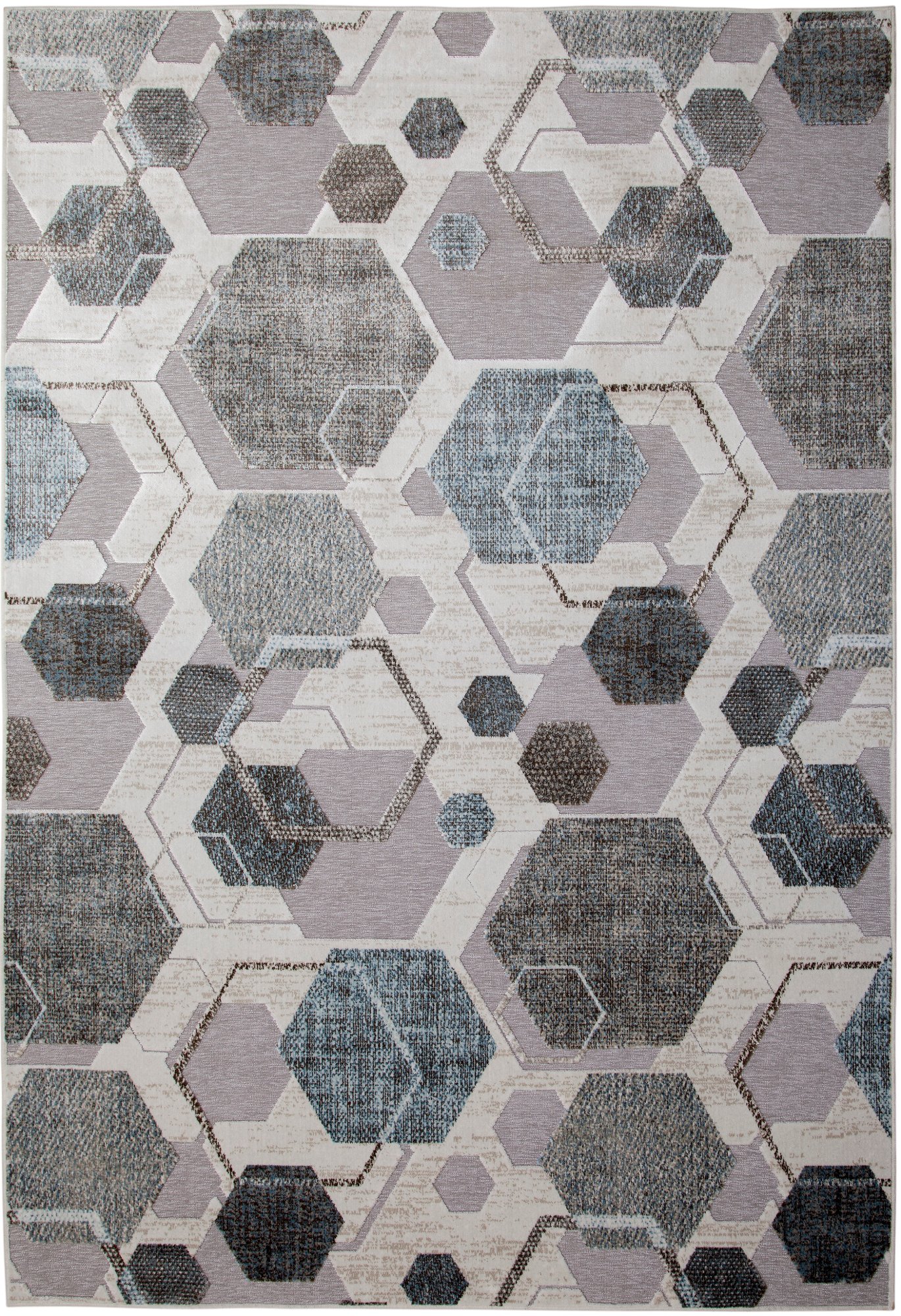 8 x 11 Large Gray Hexagon Area Rug - Napa-1
