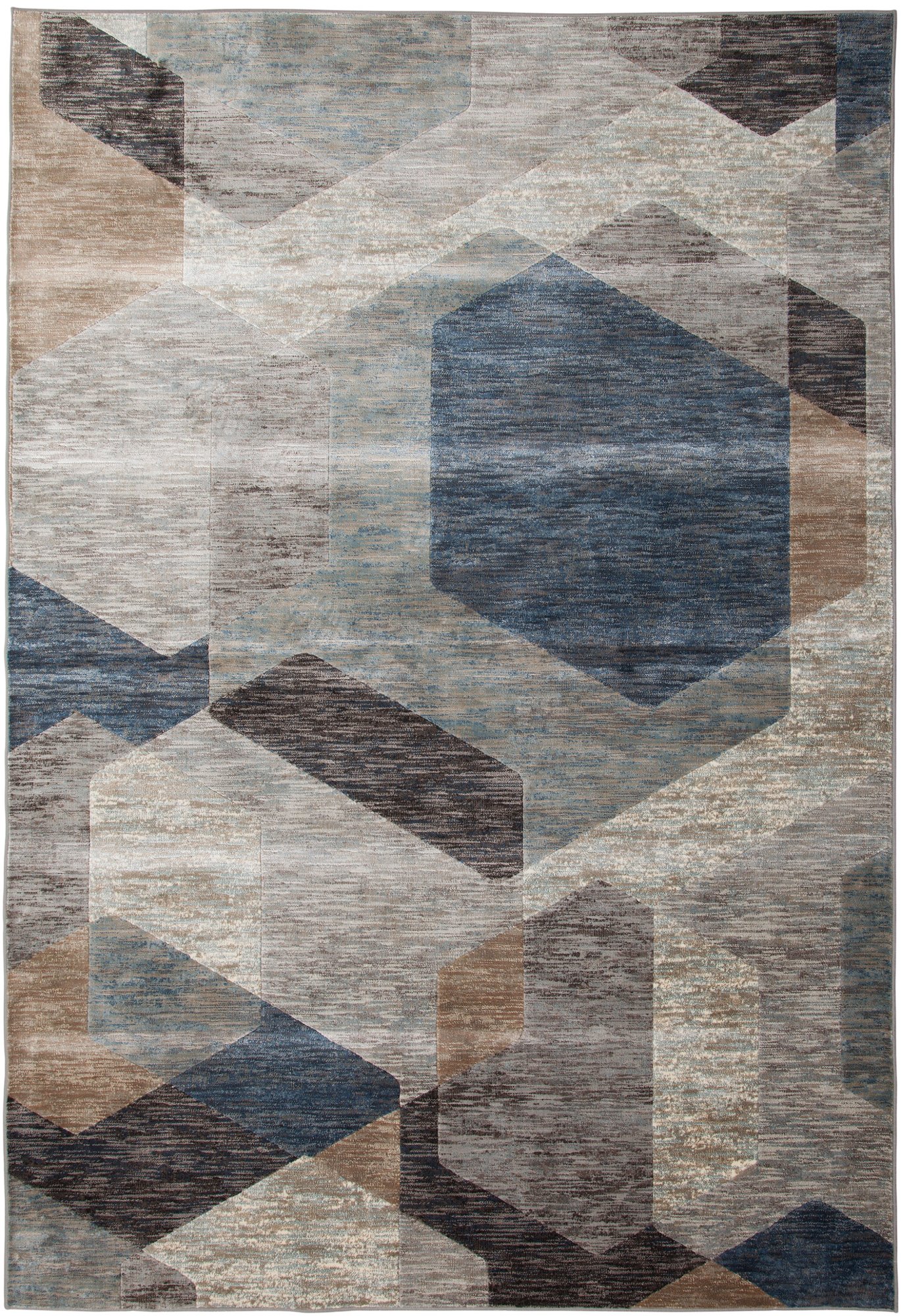 5 x 8 Medium Gray, Blue, and Beige Area Rug - Sonoma-1