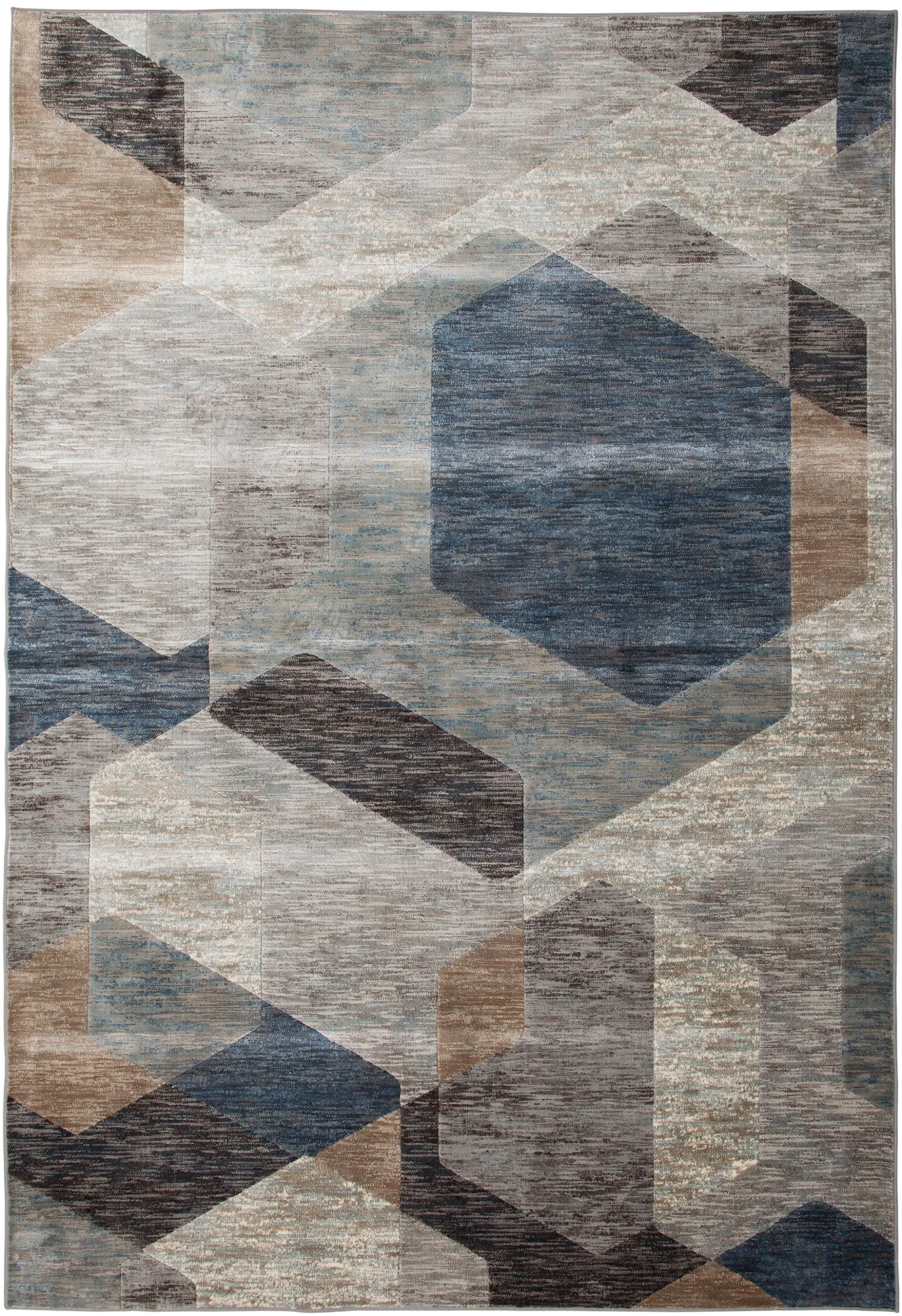 5 x 8 Medium Gray, Blue, and Beige Area Rug - Sonoma-1