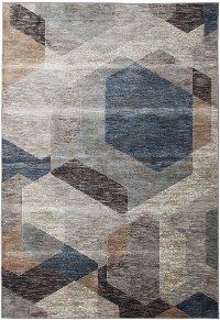 5 x 8 Medium Gray, Blue, and Beige Area Rug - Sonoma