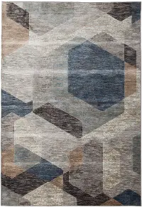 5 x 8 Medium Gray, Blue, and Beige Area Rug - Sonoma