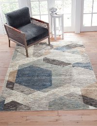 8 x 11 Large Gray, Blue, and Beige Area Rug - Sonoma-4