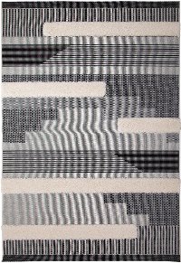 5 x 8 Medium Black, White, and Gray Indoor-Outdoor Rug - Playa