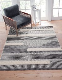 5 x 8 Medium Black, White, and Gray Indoor-Outdoor Rug - Playa-5
