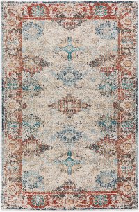 MR6BO5X7 5 x 7 Medium Bombay Teal and Red Area Rug - Mercier