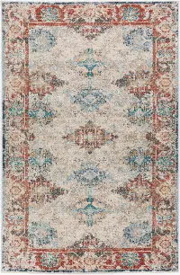 MR6BO5X7 5 x 7 Medium Bombay Teal and Red Area Rug - Mercier