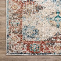 MR6BO5X7 5 x 7 Medium Bombay Teal and Red Area Rug - Mercier-2