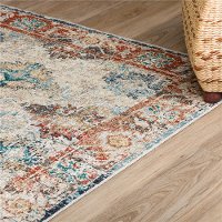 MR6BO5X7 5 x 7 Medium Bombay Teal and Red Area Rug - Mercier-5