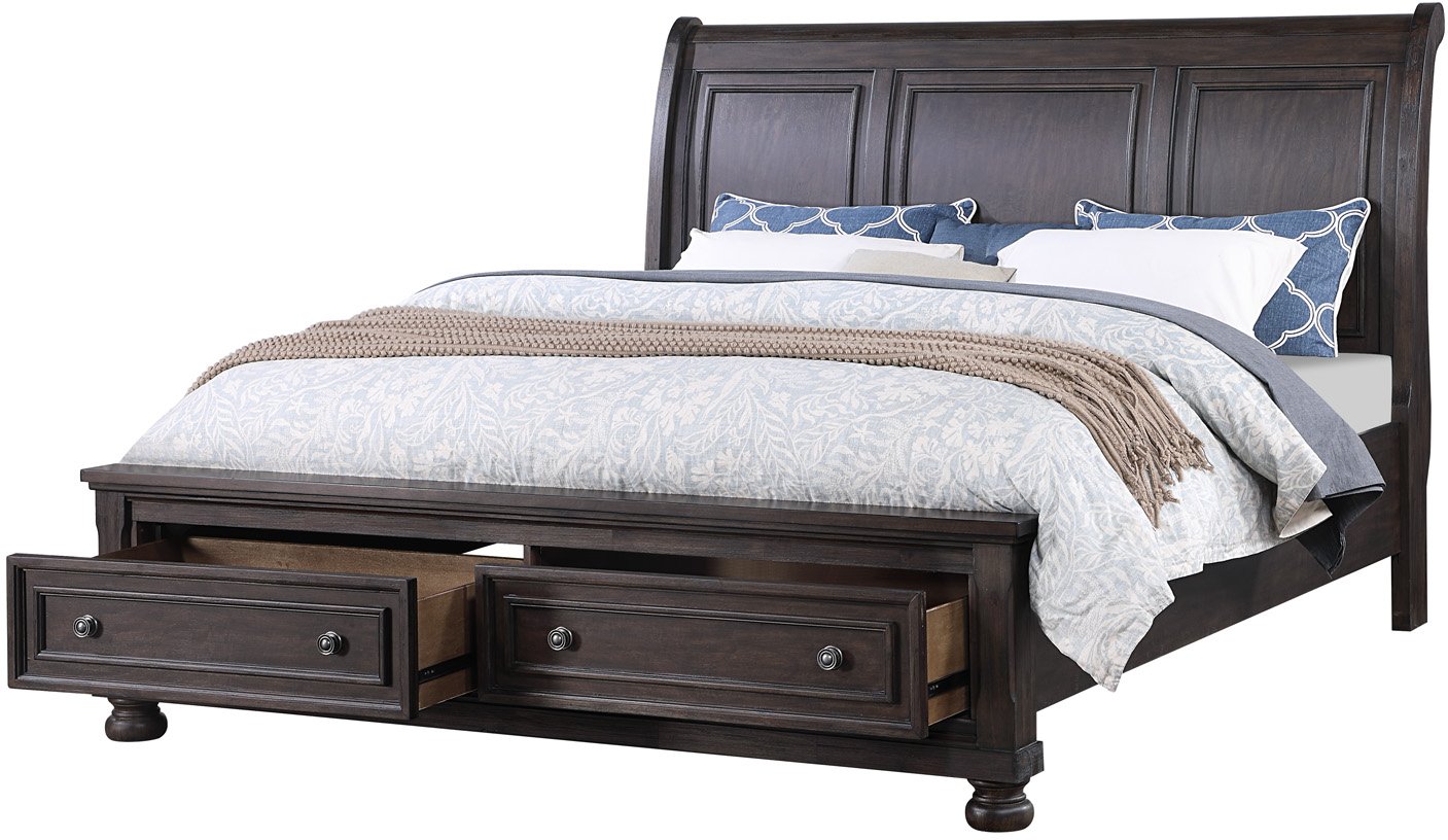 Traditional Chocolate Brown Queen Storage Bed - Stella-1