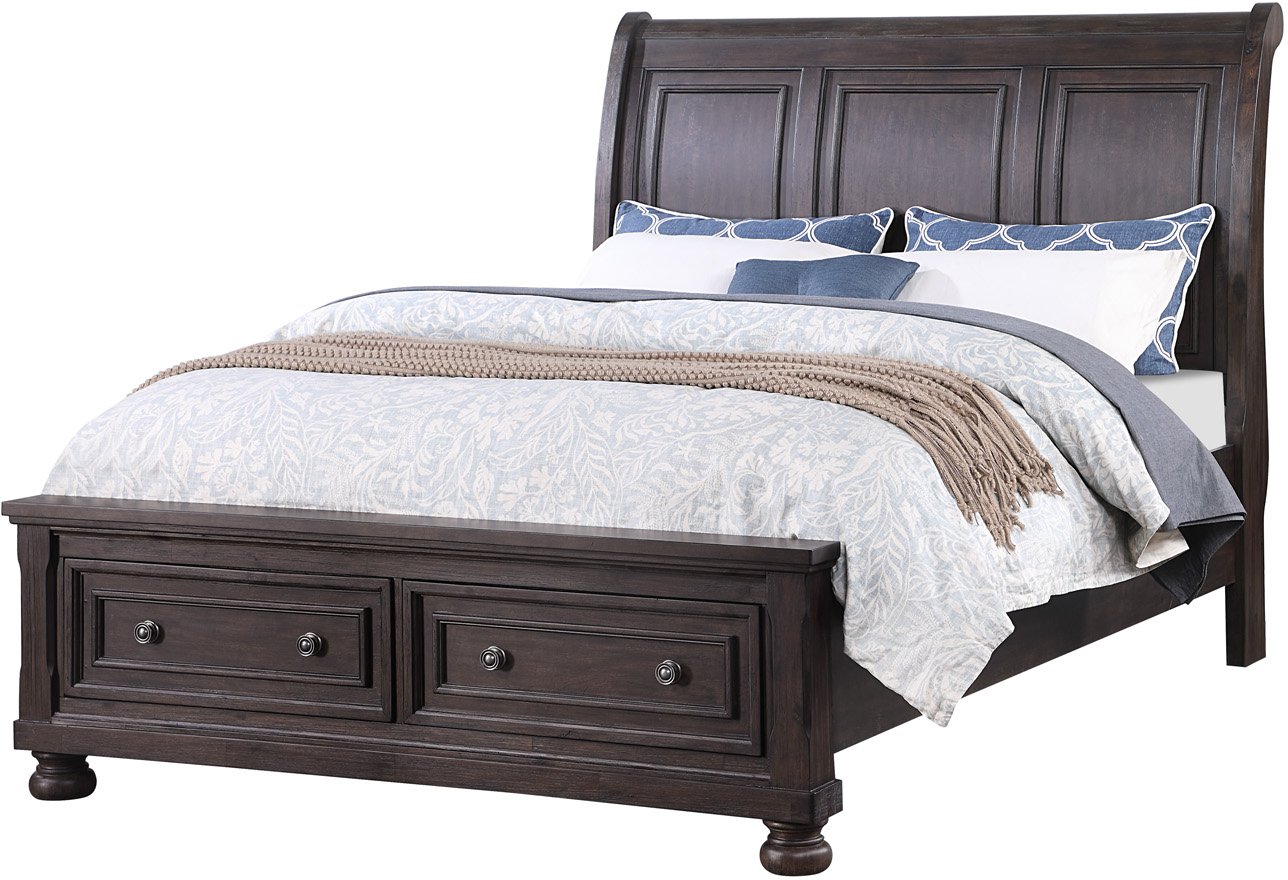 Traditional Chocolate Brown Queen Storage Bed - Stella-3