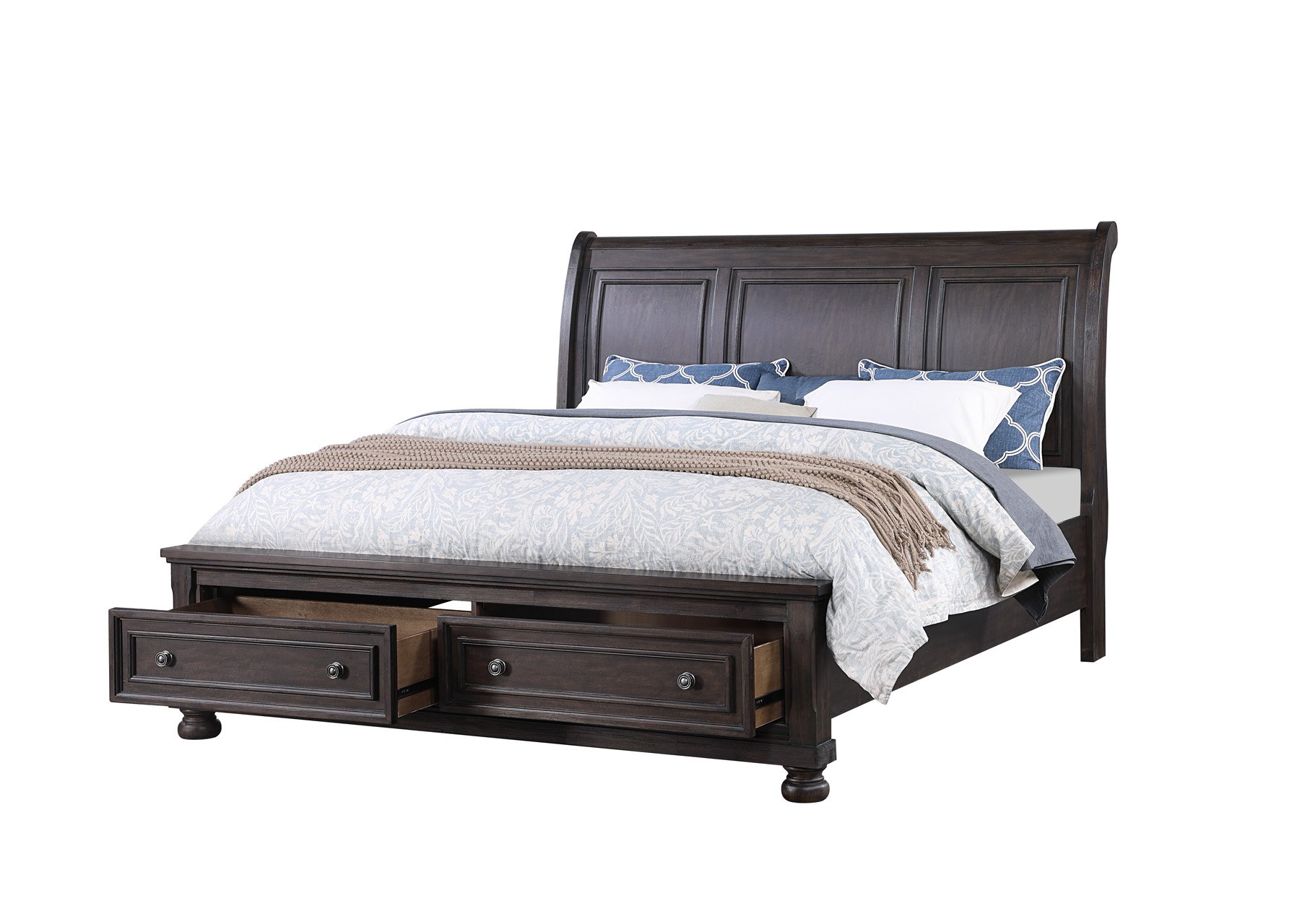 Traditional Chocolate Brown King Storage Bed - Stella-1