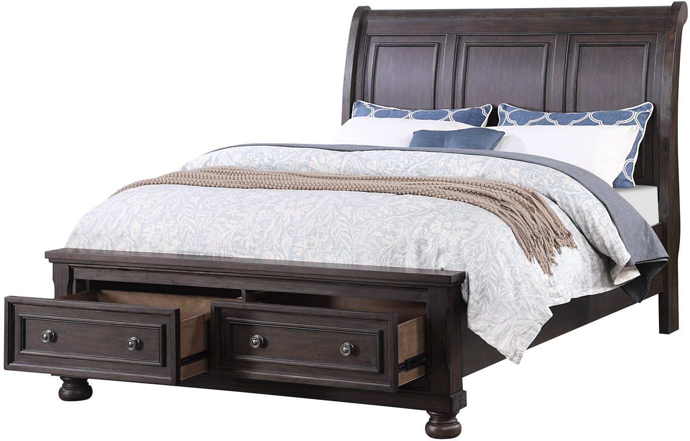 Traditional Chocolate Brown King Storage Bed - Stella-2