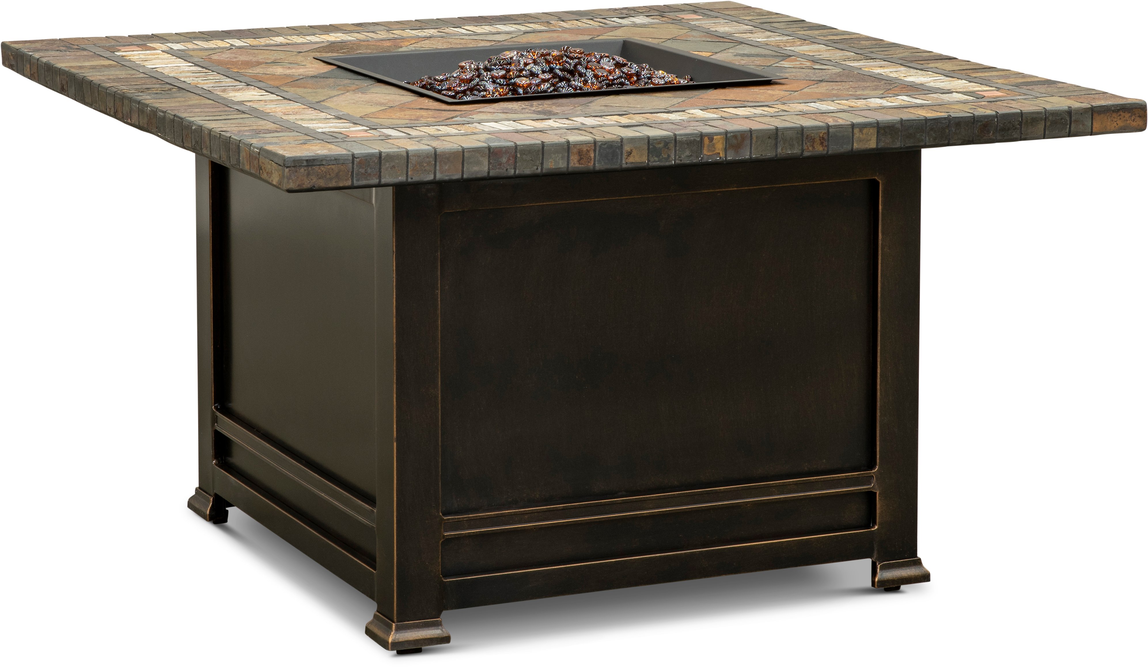 ARE18000P1/FIREPIT 44 Inch Square Fire Pit with Stone Top - Flourence-2