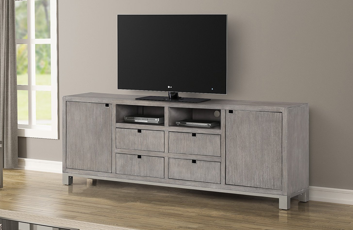 Pacific Heights Modern Gray 84 Inch TV Stand-1