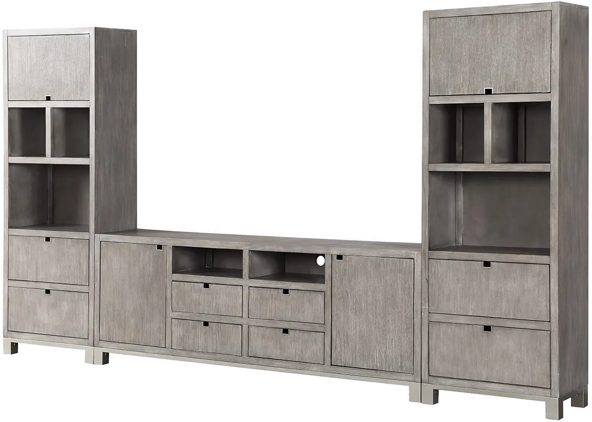 Pacific Heights Modern Gray 3 Piece Entertainment Center-2