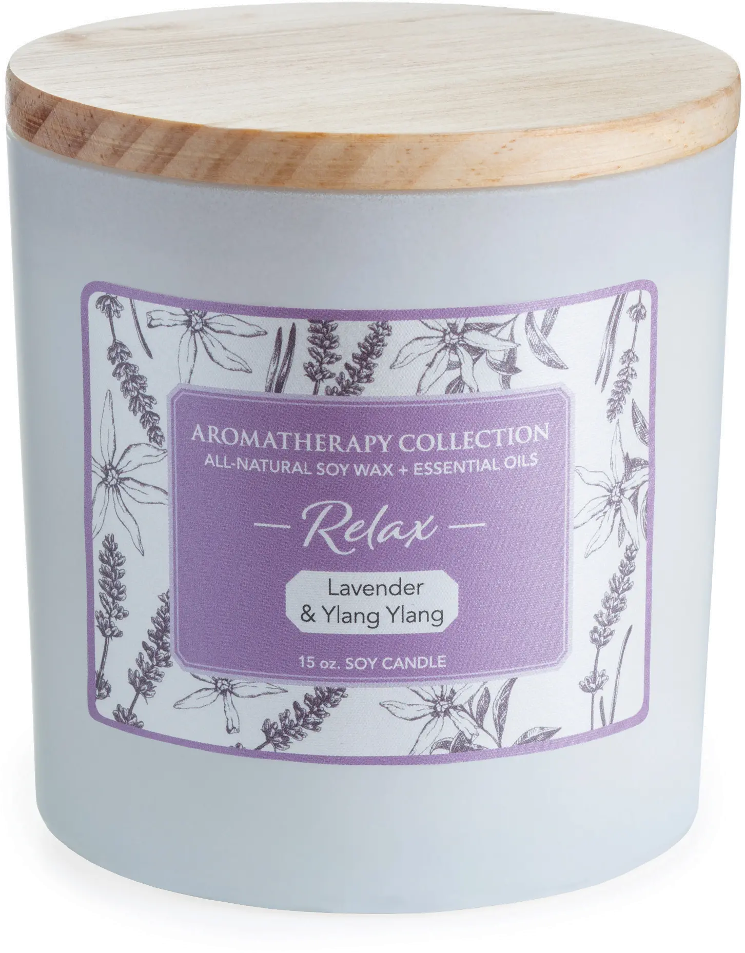 Relax 15oz Lavender and Ylang Ylang Aromatherapy Candle-2