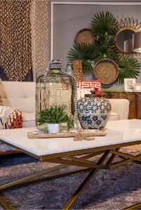 Glam Coffee Table with Gold Base - Modern Eclectic-2