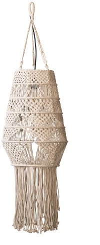 Cream Hand Woven Cotton Macrame Pendant Lamp