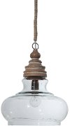 Glass and Mango Wood Pendant Ceiling Lamp