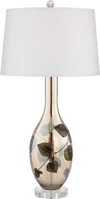 Flower Pattern Embossed Art Glass Table Lamp - Rosie