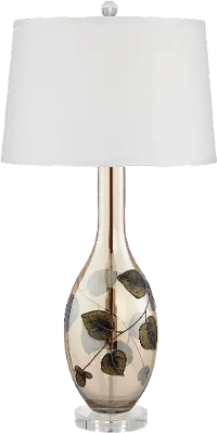 Flower Pattern Embossed Art Glass Table Lamp - Rosie