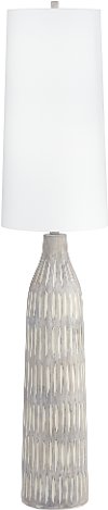 Natural White and Gray Carved Resin Floor Lamp - Stonewall