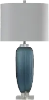Blue Ribbed Glass Table Lamp with Clear Acrylic Base - Niscosa