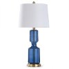 Seeded Navy Glass Table Lamp with Antique Brass Steel