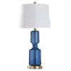Seeded Navy Glass Table Lamp with Antique Brass Steel