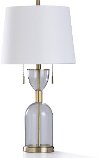 Clear Glass and Brass Hourglass Shaped Body Table Lamp