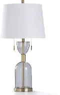 Clear Glass and Brass Hourglass Shaped Body Table Lamp